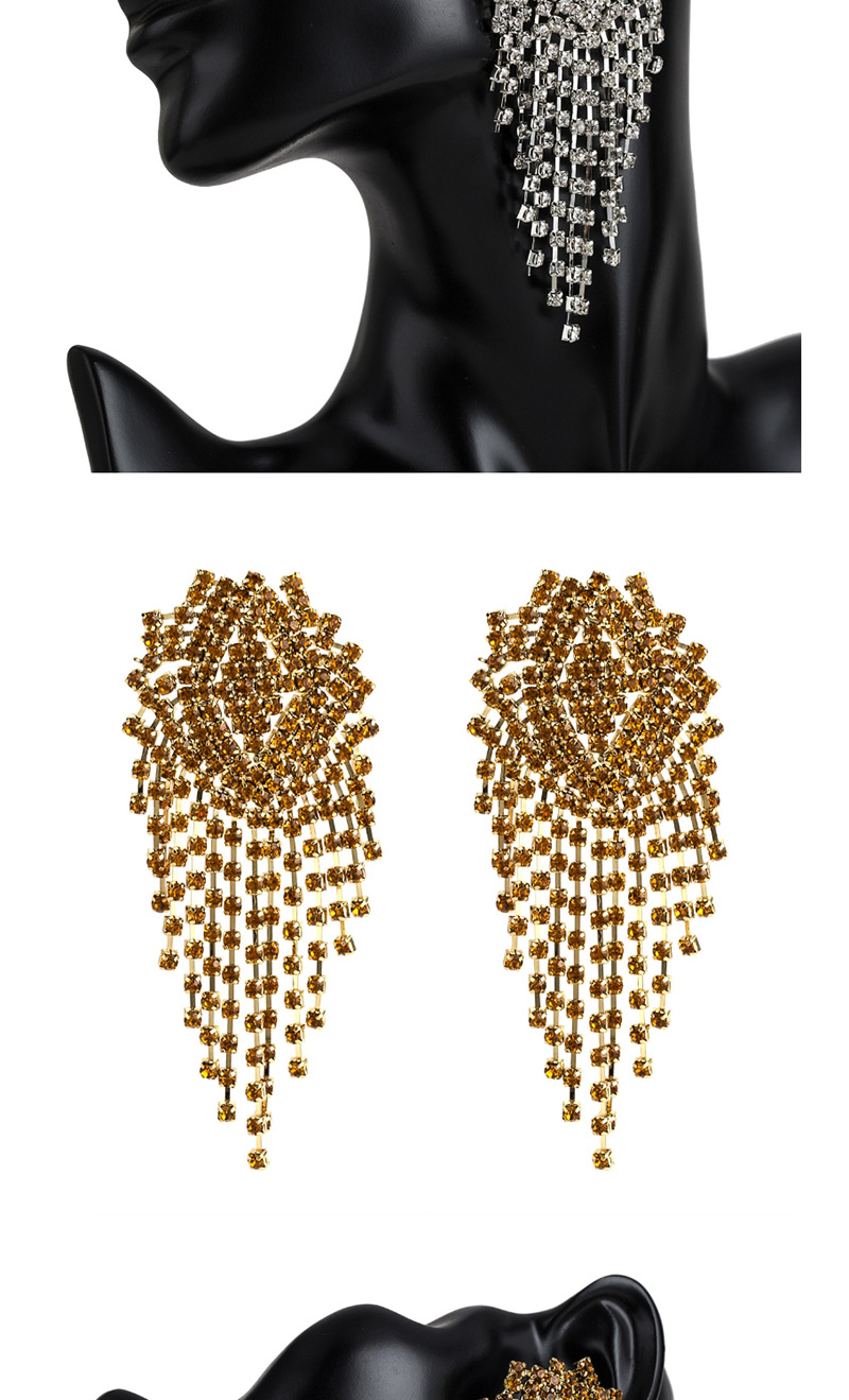 Fashion Gold Diamond Claw Chain Mesh Tassel Earrings,Drop Earrings