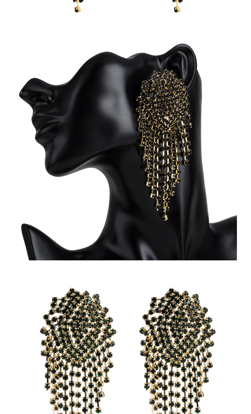 Fashion Black Diamond Claw Chain Mesh Tassel Earrings,Drop Earrings