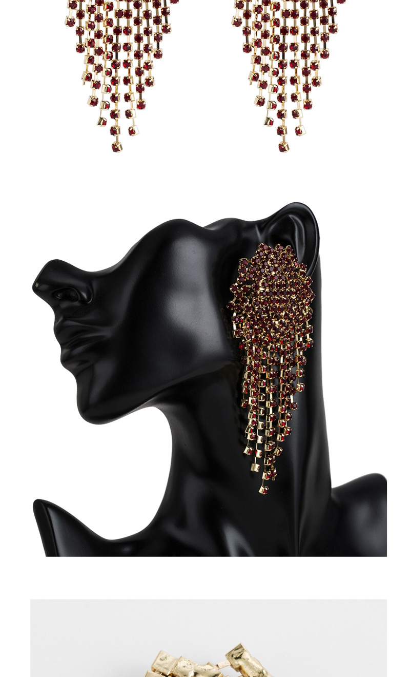 Fashion Red Diamond Claw Chain Mesh Tassel Earrings,Drop Earrings
