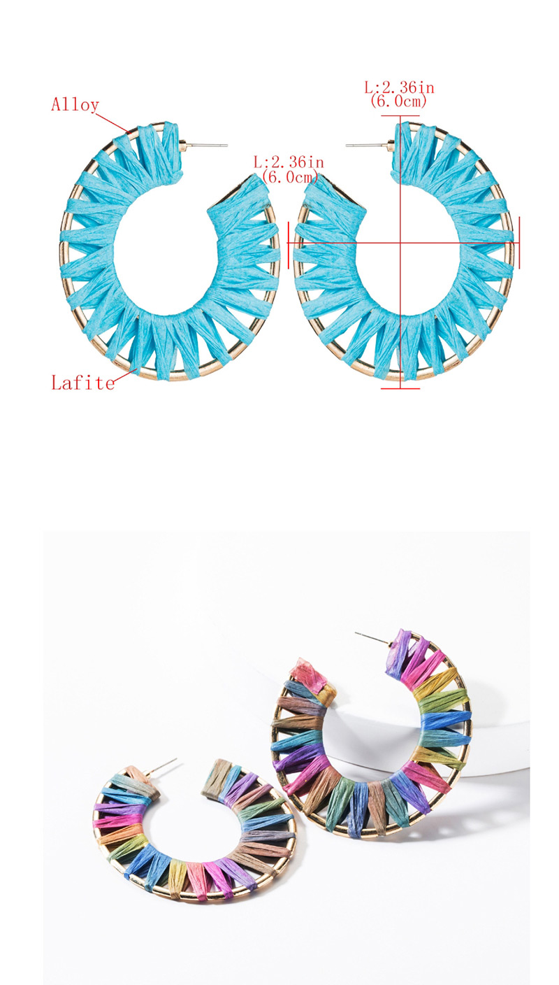 Fashion Blue C-shaped Lafite Earrings,Hoop Earrings