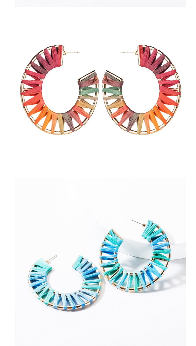 Fashion Dark Color C-shaped Lafite Earrings,Hoop Earrings