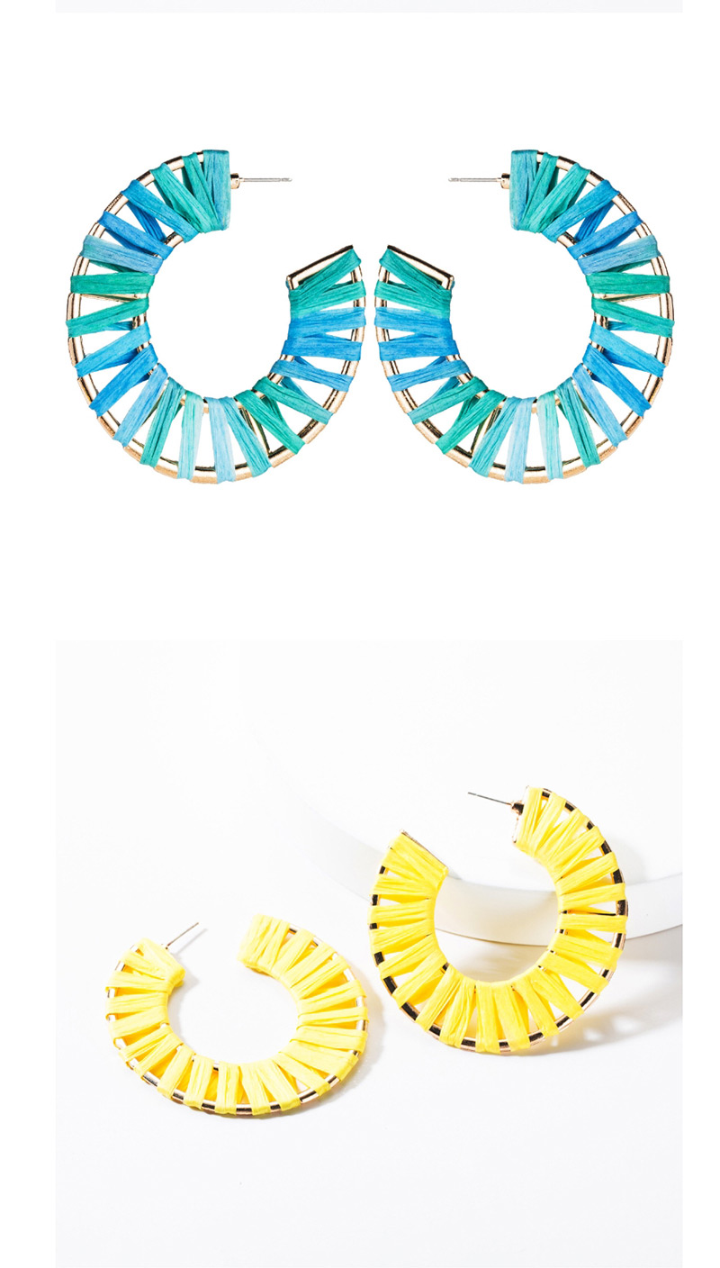 Fashion Blue C-shaped Lafite Earrings,Hoop Earrings