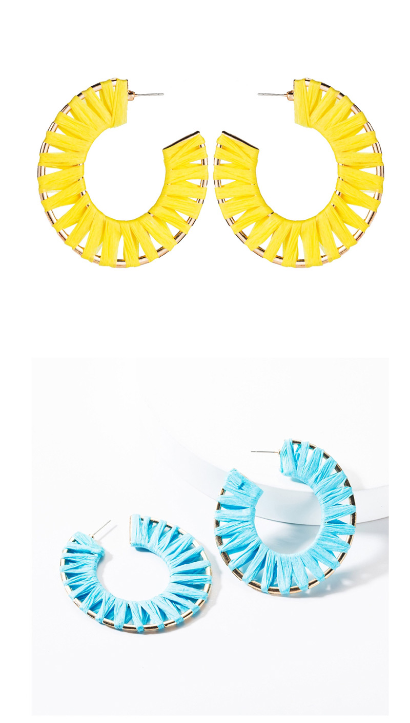 Fashion Yellow C-shaped Lafite Earrings,Hoop Earrings