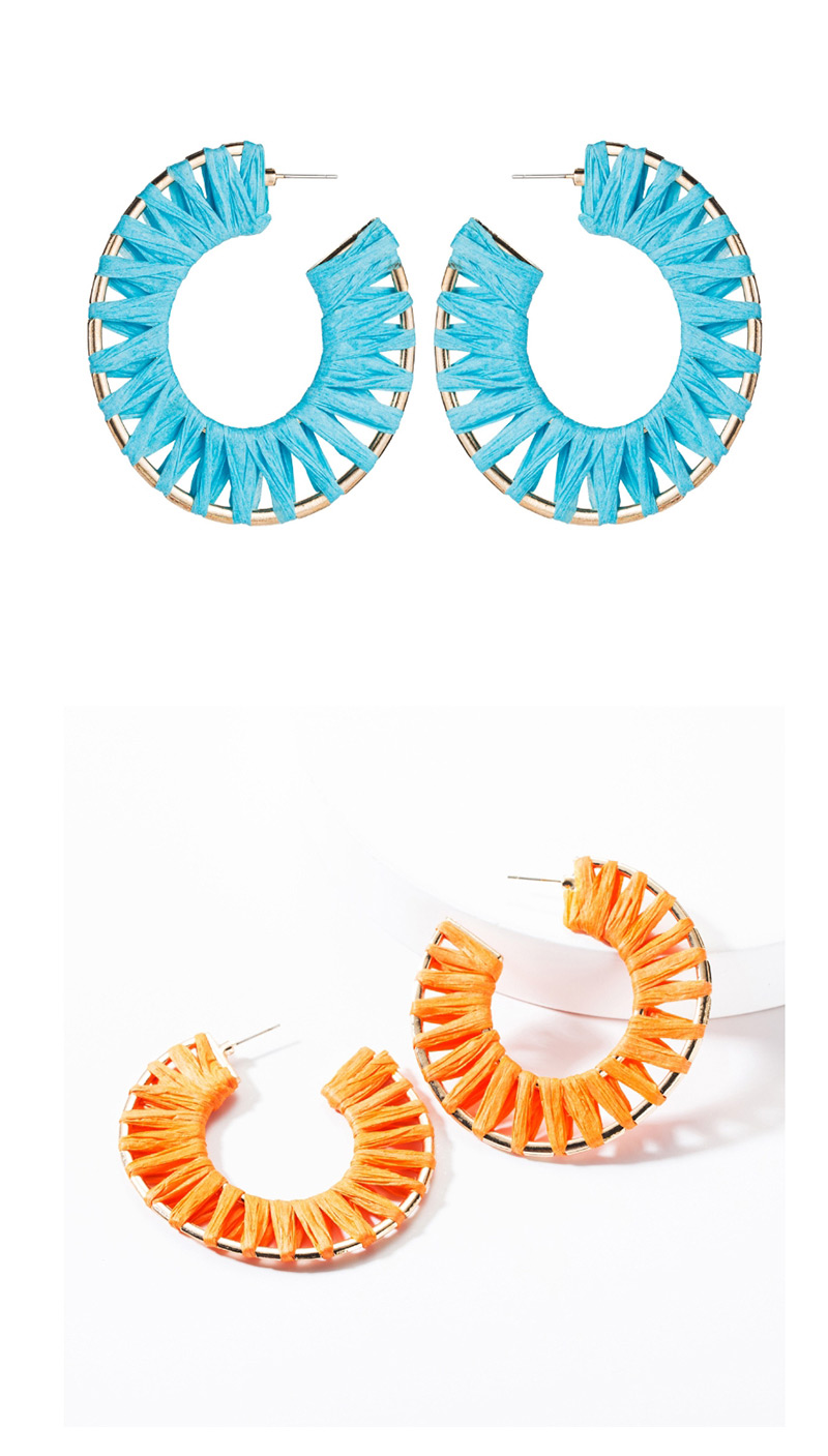 Fashion Bright Color C-shaped Lafite Earrings,Hoop Earrings
