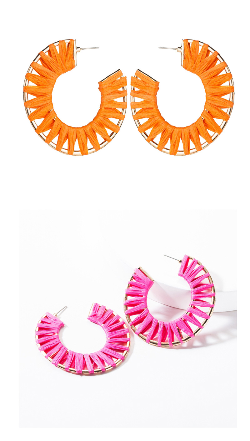 Fashion Orange C-shaped Lafite Earrings,Hoop Earrings
