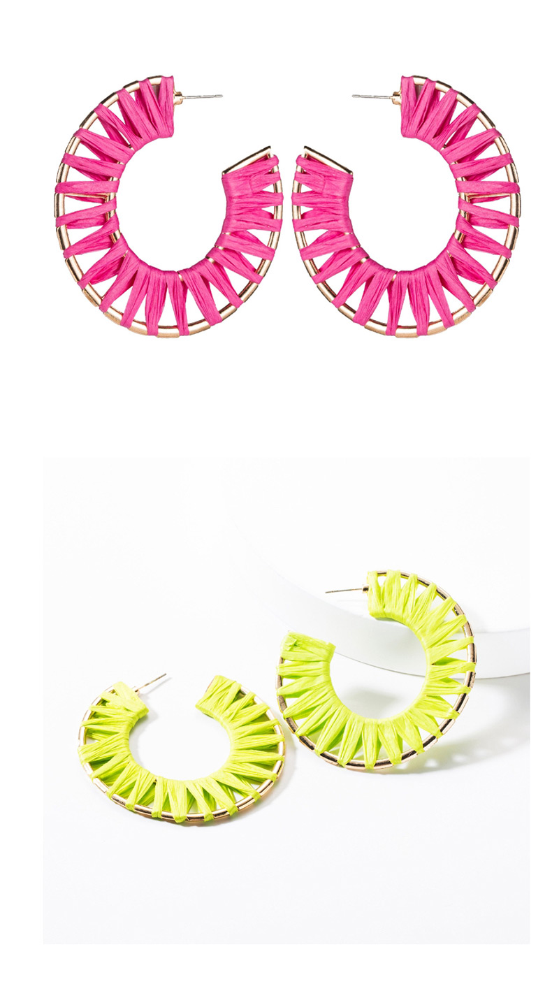 Fashion Green C-shaped Lafite Earrings,Hoop Earrings