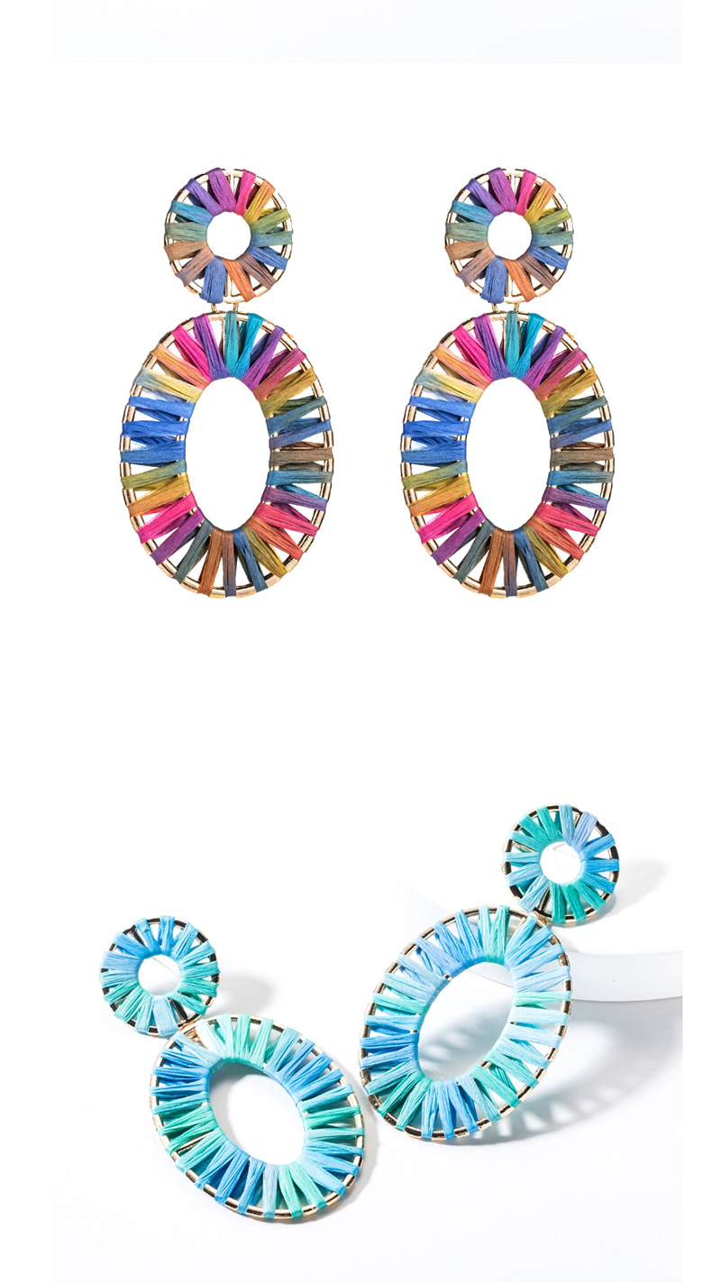 Fashion Blue Multilayer Alloy Oval Openwork Lafite Earrings,Drop Earrings