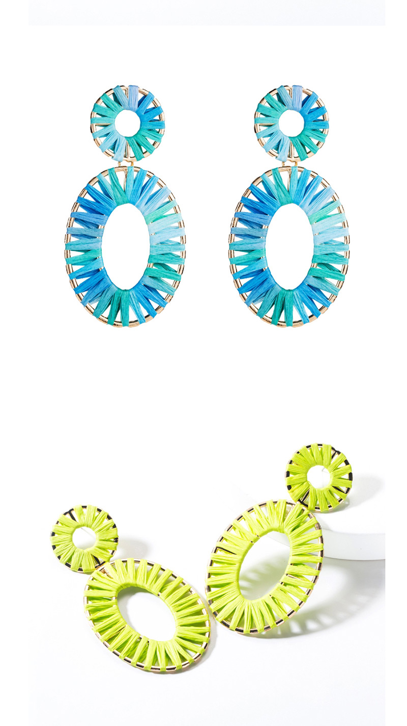 Fashion Green Multilayer Alloy Oval Openwork Lafite Earrings,Drop Earrings
