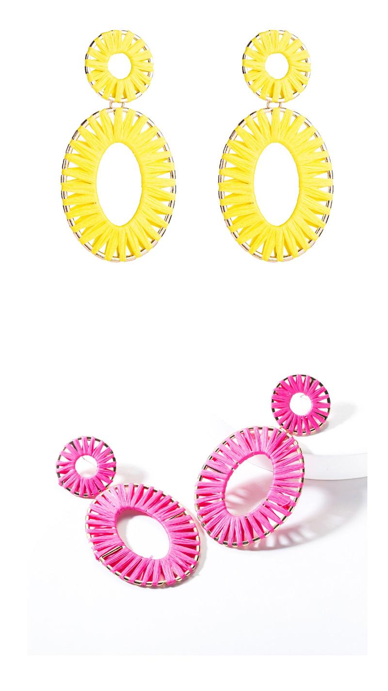 Fashion Yellow Multilayer Alloy Oval Openwork Lafite Earrings,Drop Earrings