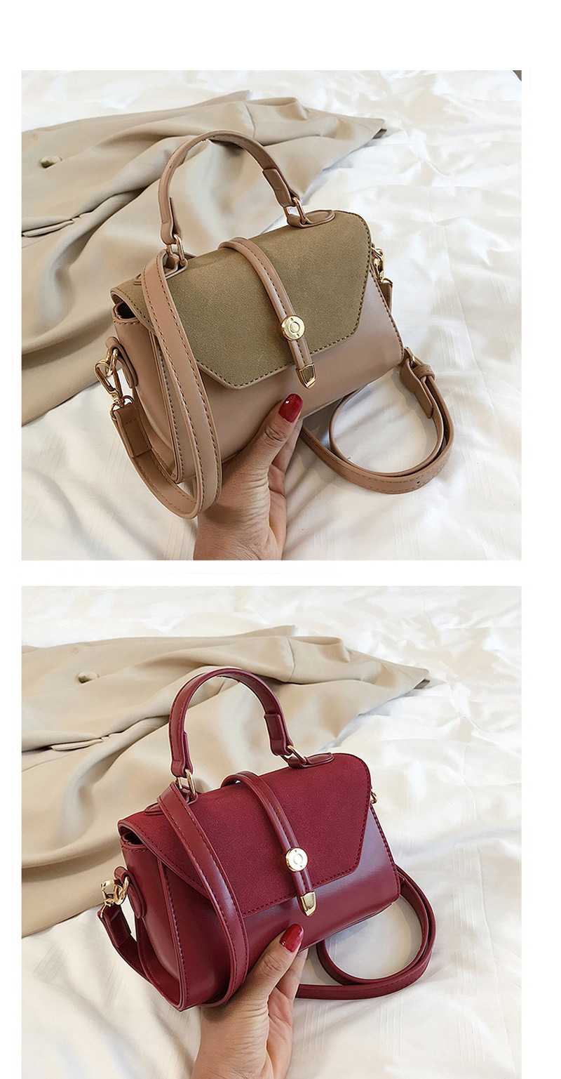 Fashion Black Contrast Matte Portable Messenger Bag,Handbags