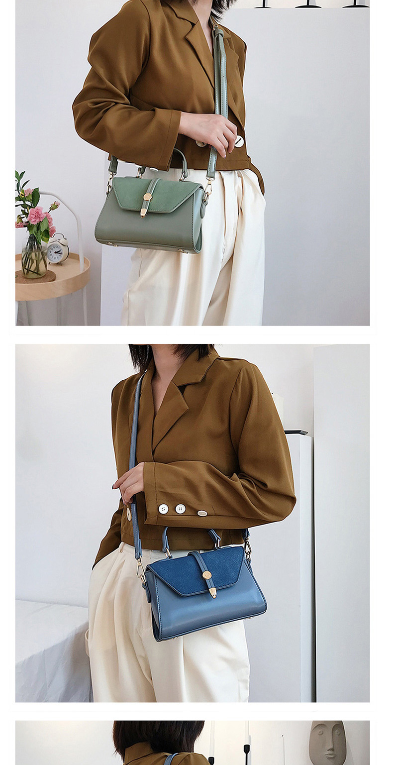 Fashion Black Contrast Matte Portable Messenger Bag,Handbags