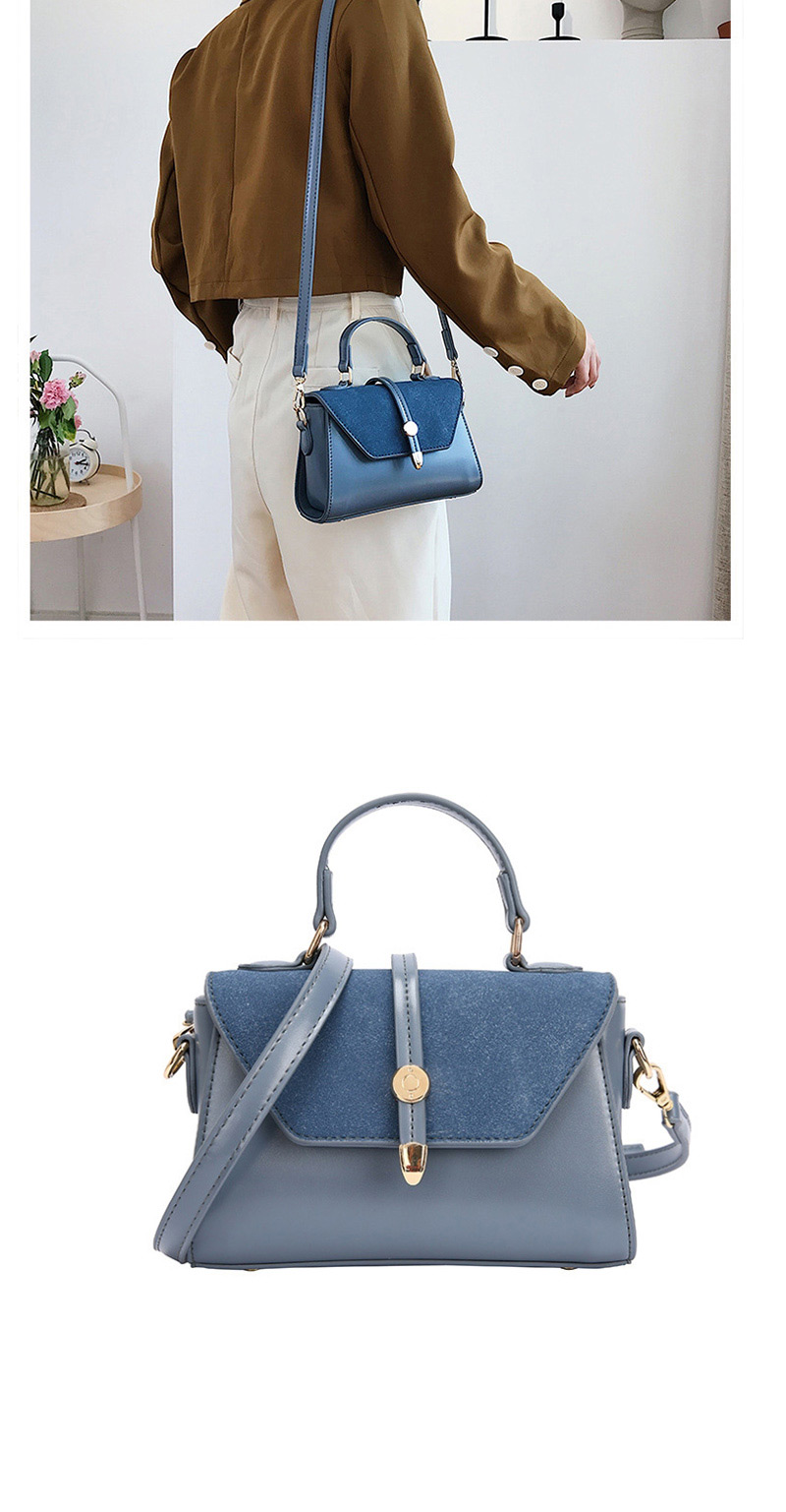 Fashion Blue Contrast Matte Portable Messenger Bag,Handbags