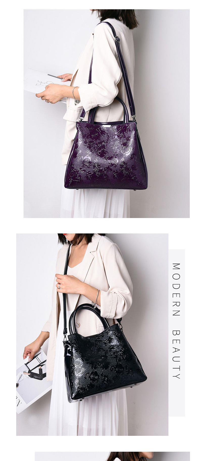 Fashion Blue Rose Pattern Portable Slung Shoulder Bag,Handbags