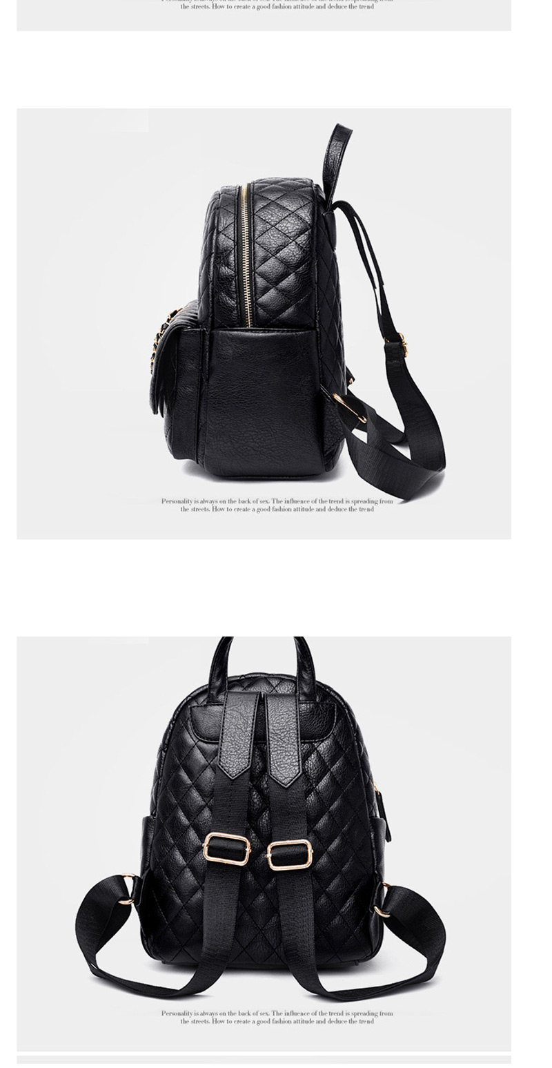 Fashion Black Chain Lock Rhombic Backpack,Backpack