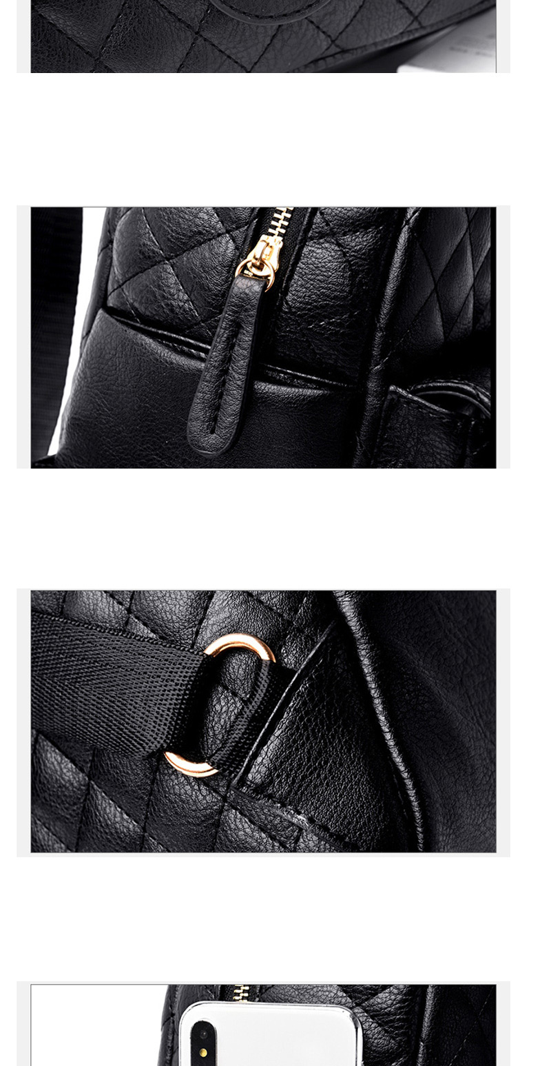 Fashion Black Chain Lock Rhombic Backpack,Backpack