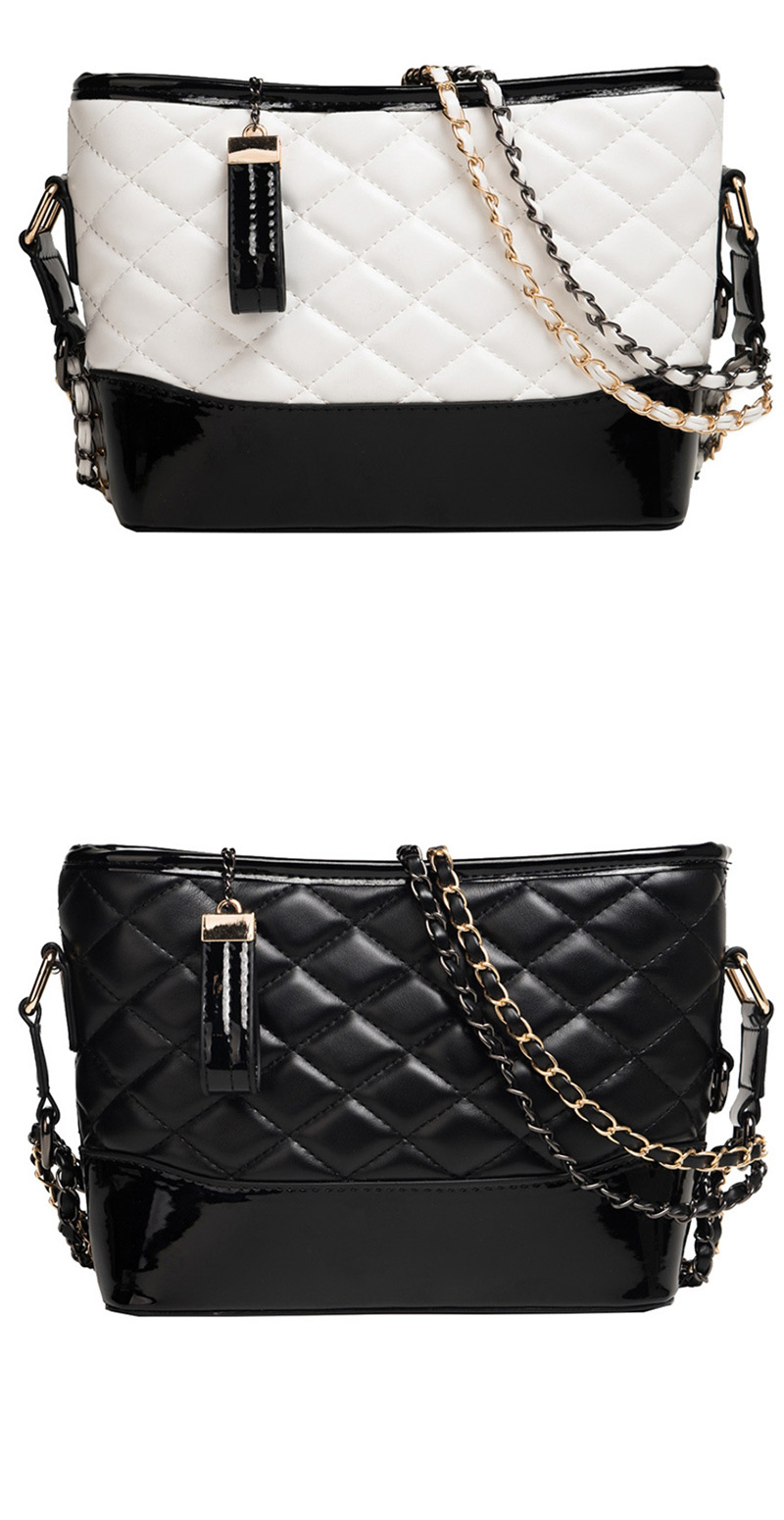 Fashion Black Embroidery Line Rhombic Slung Shoulder Bag,Handbags