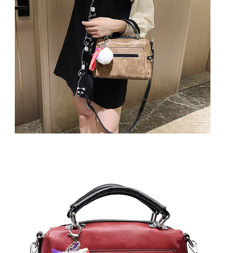Fashion Red Wine Contrast Color Backpack,Handbags