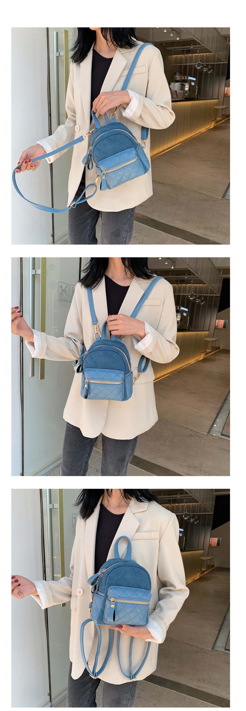 Fashion Blue Lingge Backpack,Backpack