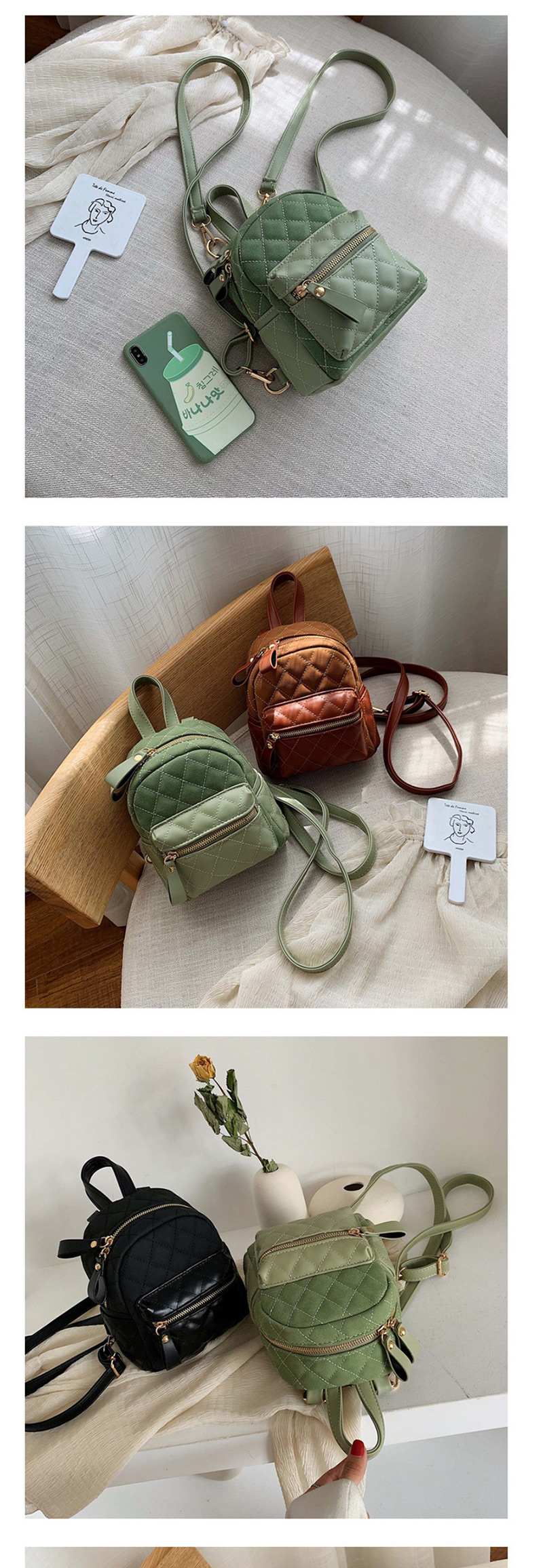 Fashion Brown Lingge Backpack,Backpack