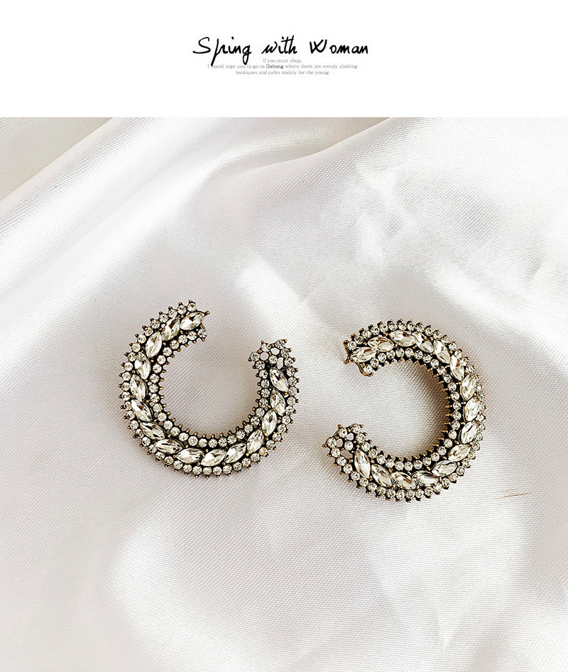 Fashion White Alloy Diamond Small Round Earrings,Hoop Earrings
