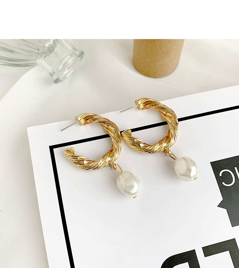 Fashion Gold Alloy Diamond Round Pearl Stud Earrings,Hoop Earrings