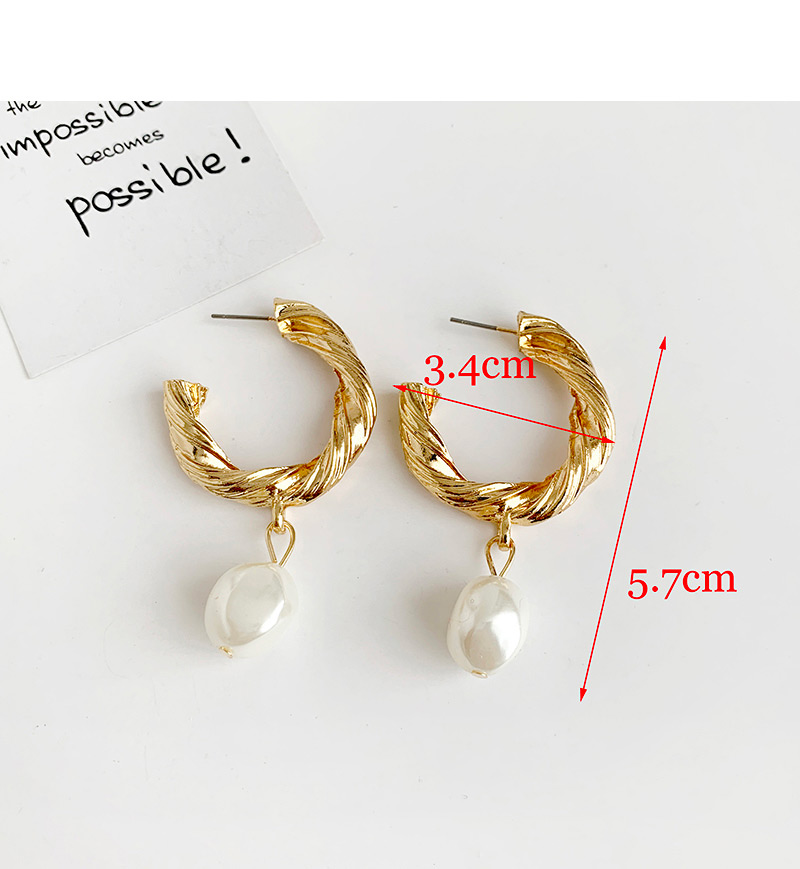 Fashion Gold Alloy Diamond Round Pearl Stud Earrings,Hoop Earrings