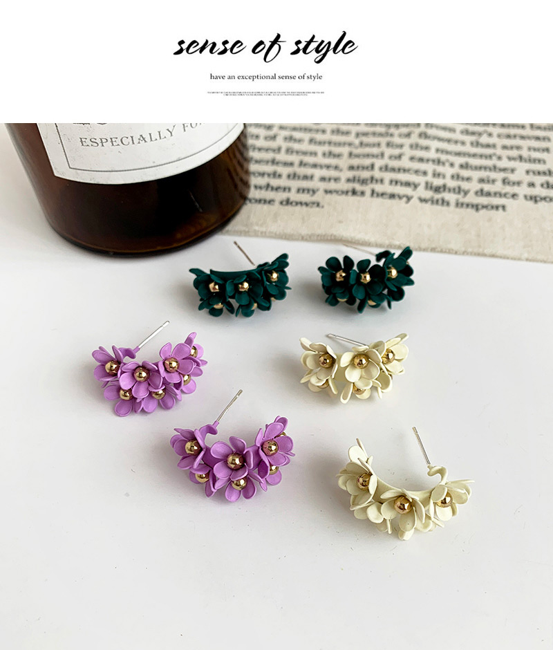Fashion Purple Alloy Flower Earrings,Stud Earrings