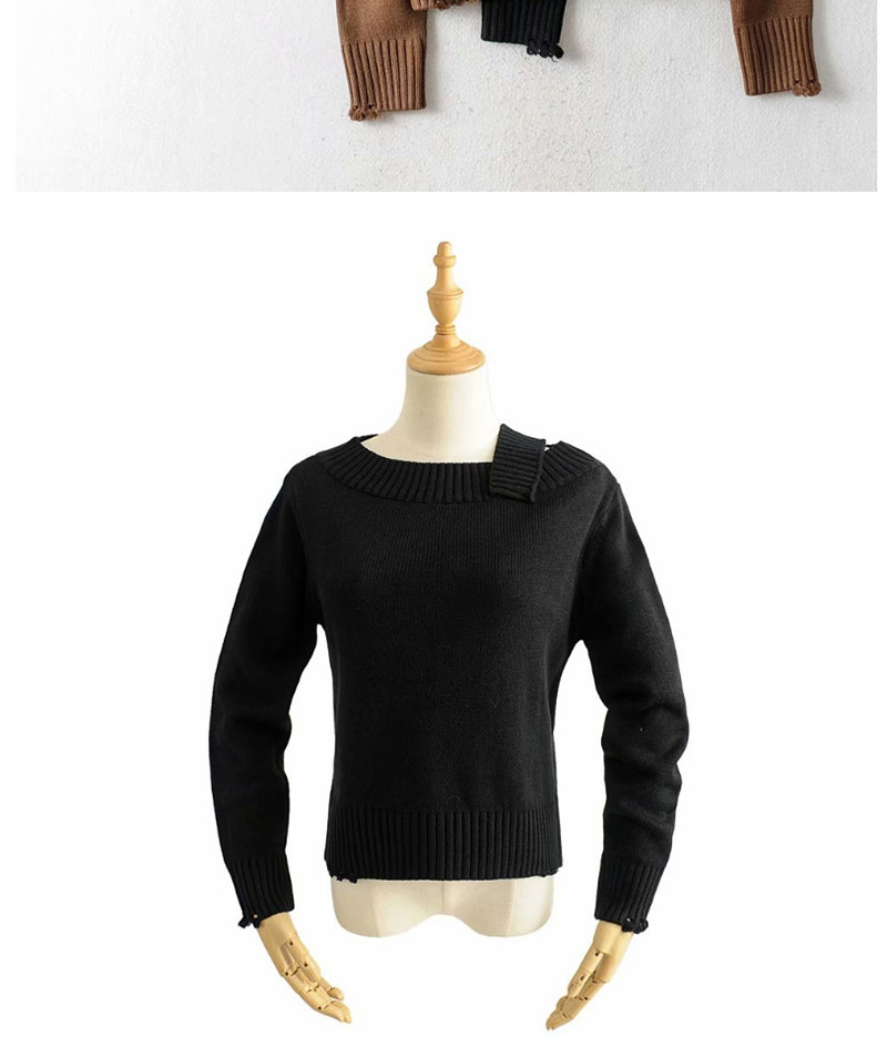 Fashion Brown One-shoulder Worn Sweater,Sweater