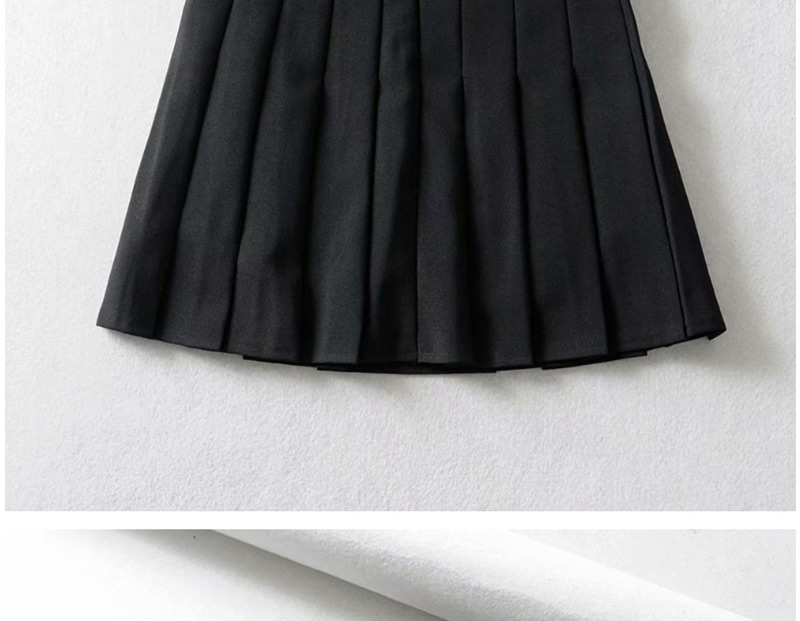 Fashion Black Solid Color Embroidered Pleated A Word Skirt,Skirts