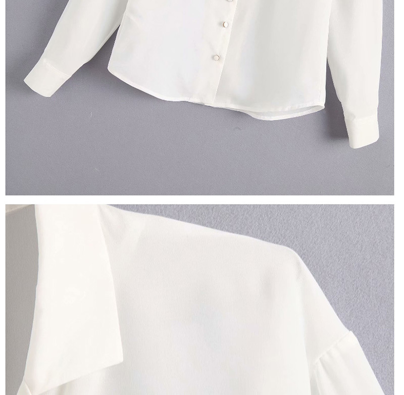 Fashion White Lapel Single-breasted Shirt,Tank Tops & Camis