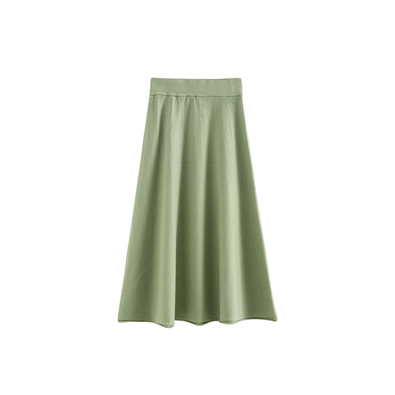Fashion Blue Solid Color Knit Pleated Skirt,Skirts