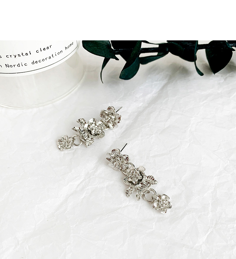 Fashion Silver Alloy Flower Earrings,Drop Earrings