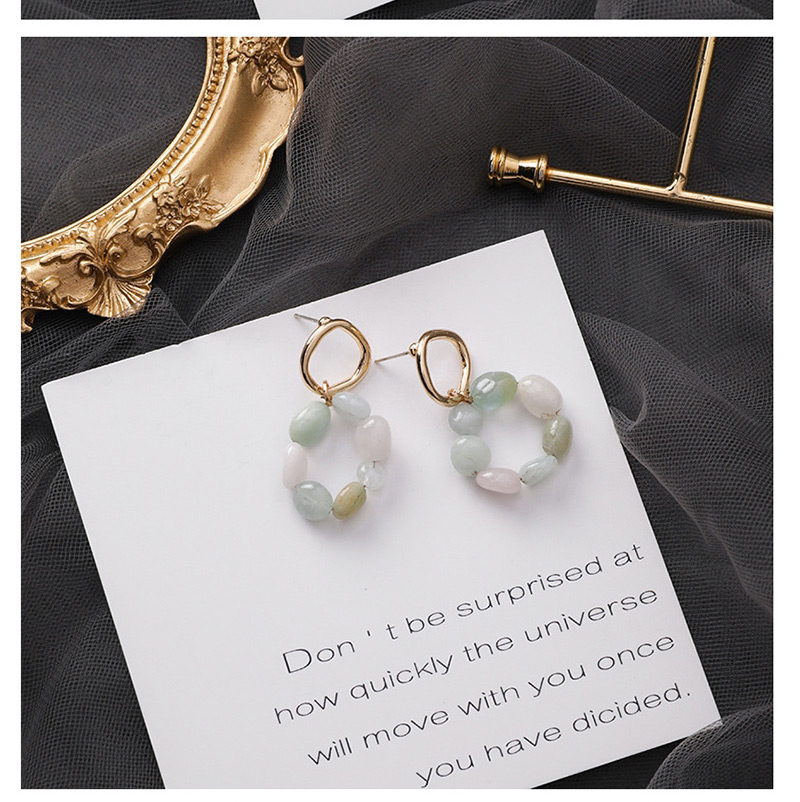 Fashion Transparent Color  Silver Needle Irregular Stone Ring Earrings,Drop Earrings