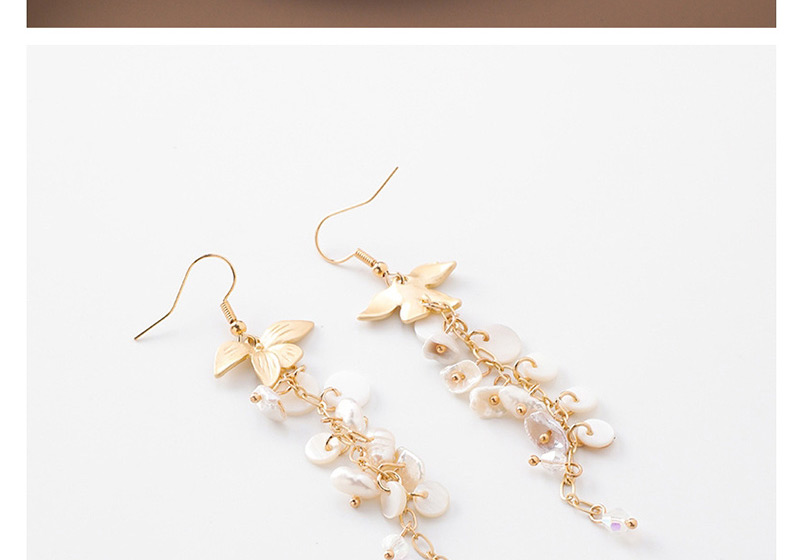 Fashion Gold Flower Irregular Pearl Tassel Earrings,Drop Earrings