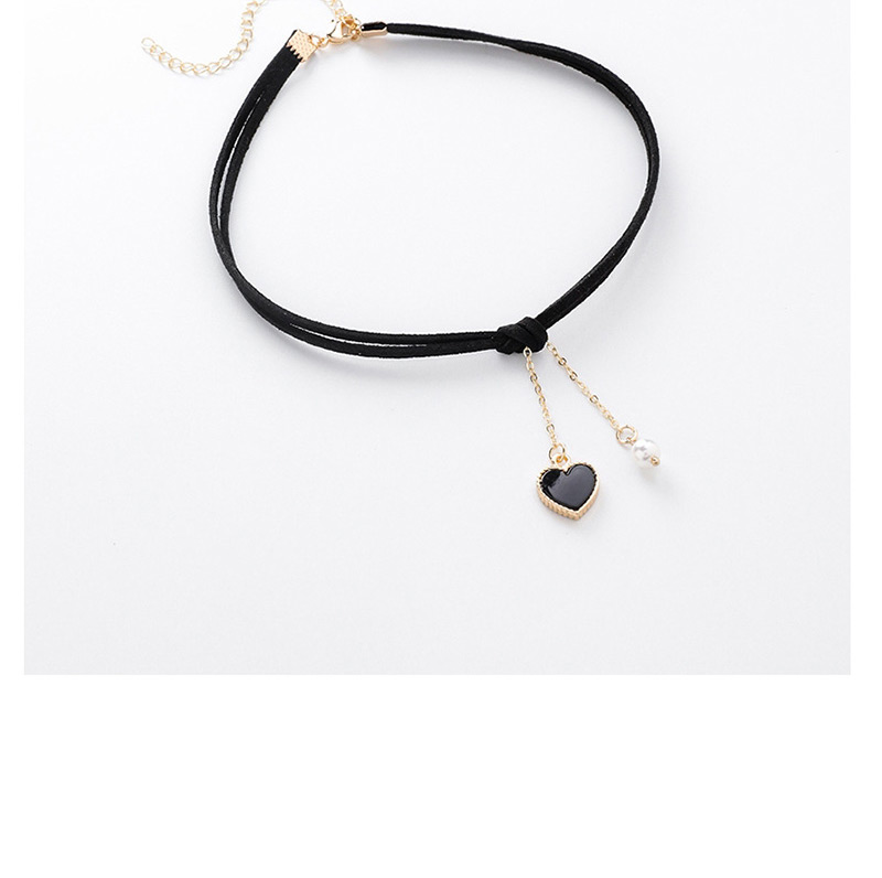 Fashion Black Pearl Love Velvet Necklace,Pendants