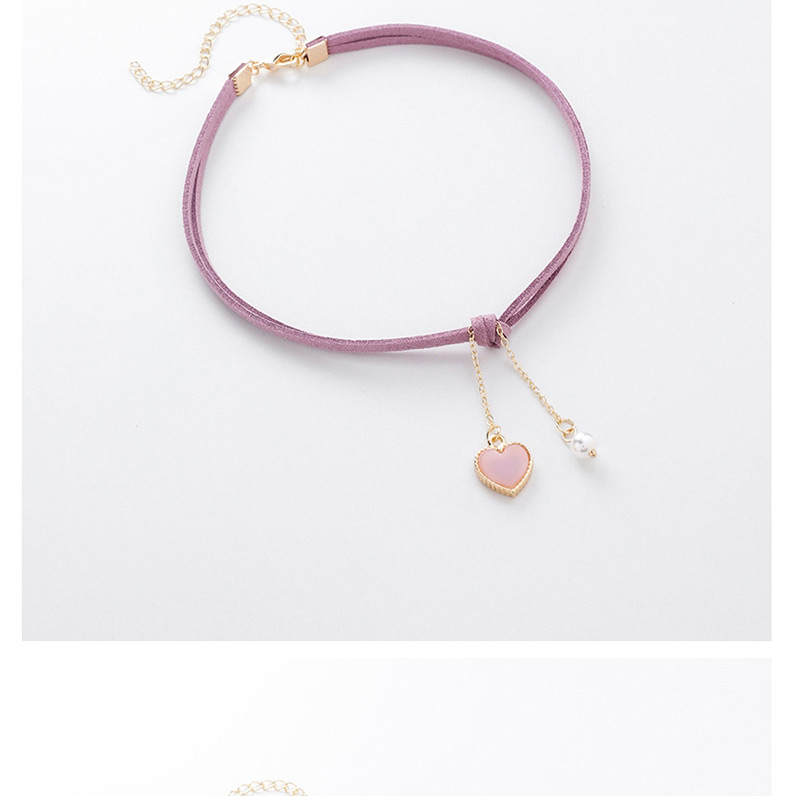 Fashion Purple Pearl Love Velvet Necklace,Pendants