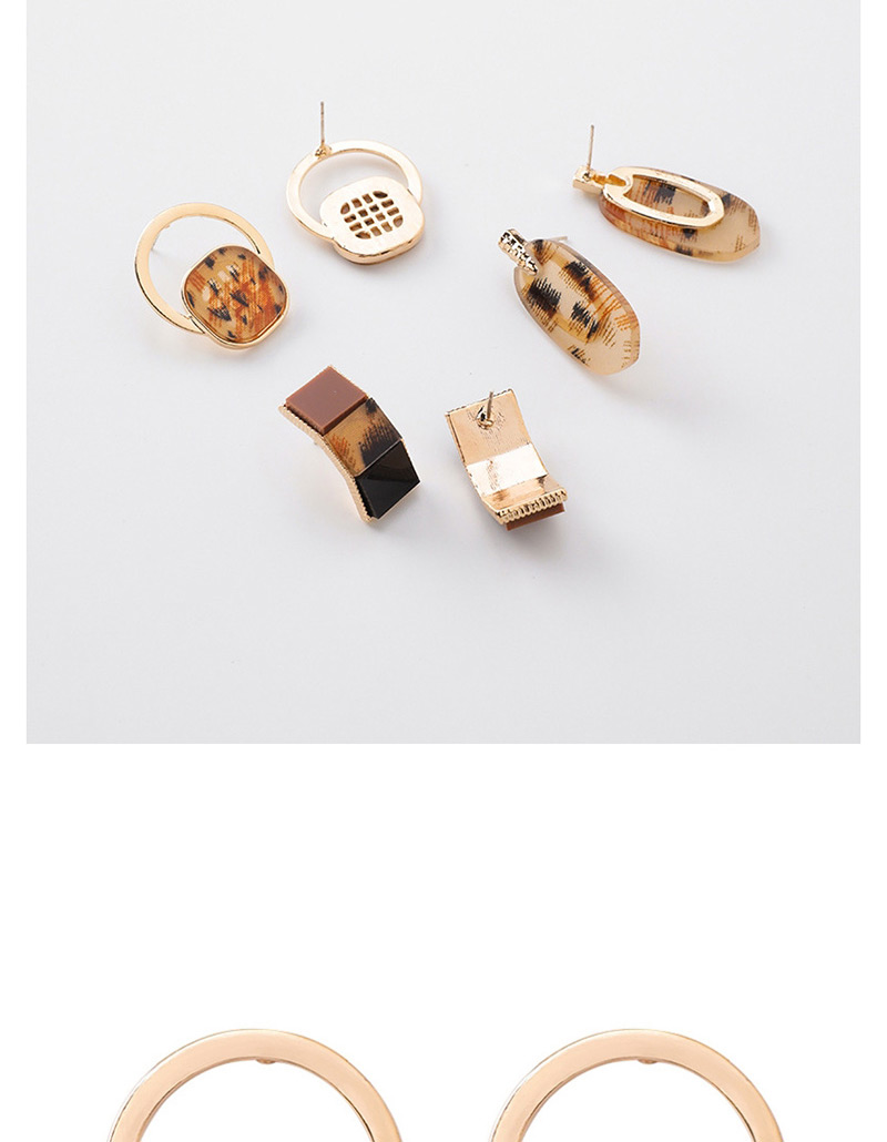 Fashion Curved Section  Silver Needle Leopard Acrylic Geometric Earrings,Stud Earrings