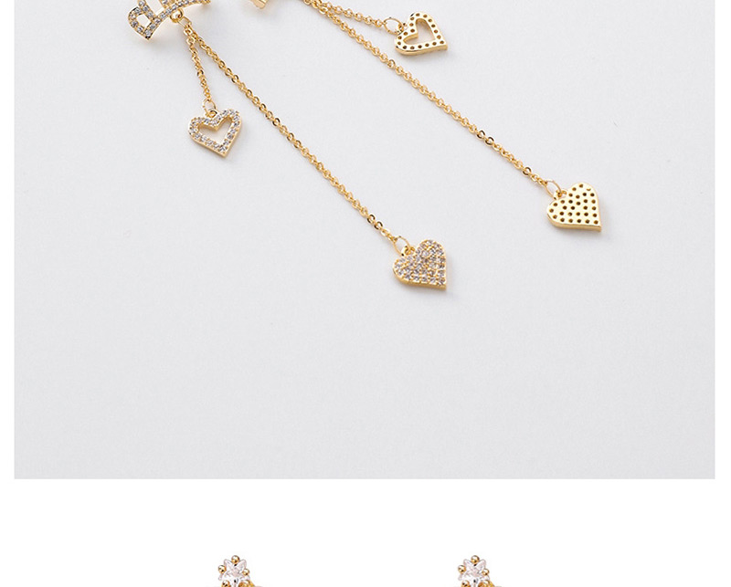 Fashion Gold  Silver Pin Micro-inlaid Crown Love Tassel Earrings,Drop Earrings