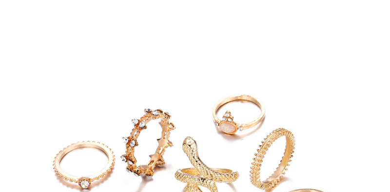 Fashion Gold Set Of Diamond-shaped Snake Ring Set Of Nine,Fashion Rings