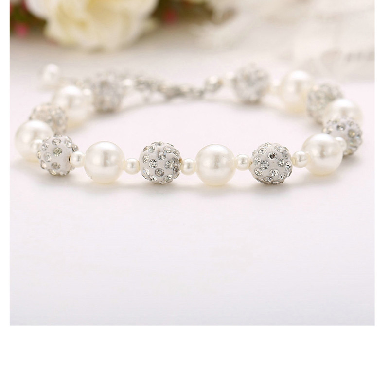 Fashion White Pearl Full Diamond Bracelet,Fashion Bracelets