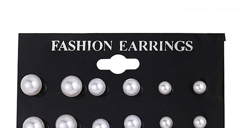 Fashion Silver Imitation Pearl Stud Earrings 12 Pairs,Stud Earrings