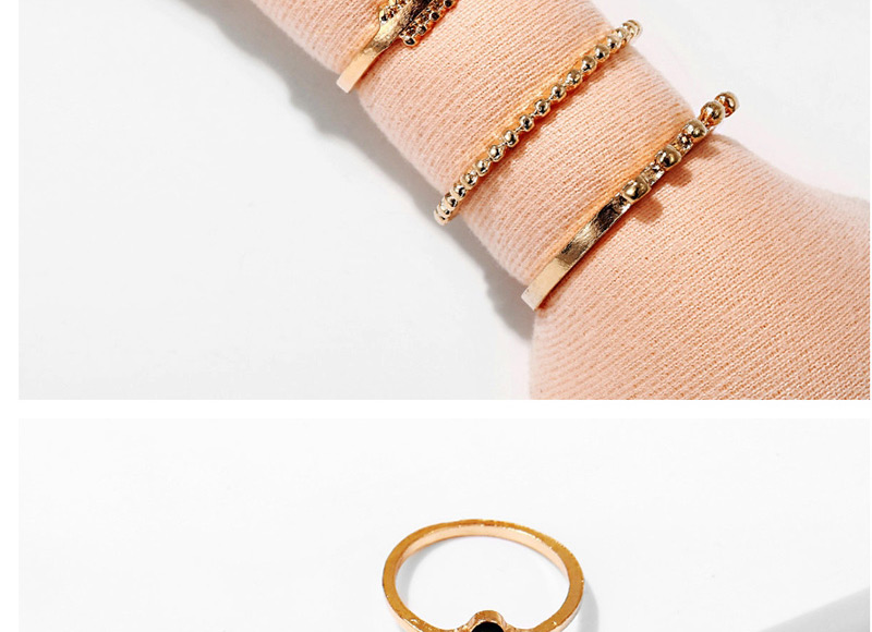 Fashion Gold Obsidian Flower Ring Set Of 5,Fashion Rings