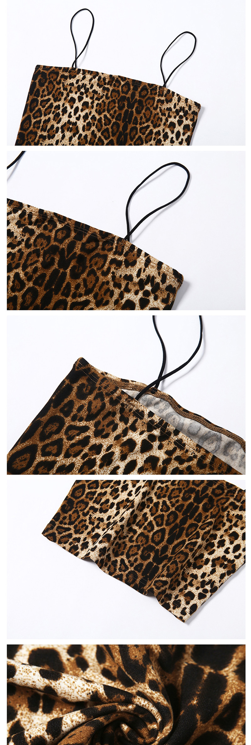 Fashion Leopard Print Dress One-shoulder Halter Vest,Tank Tops & Camis
