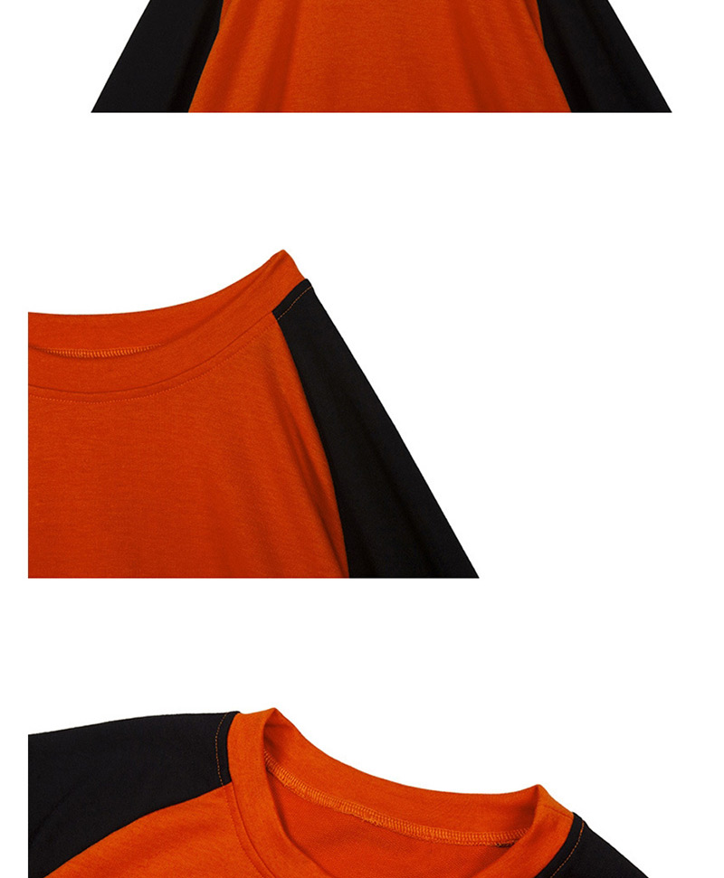 Fashion Orange Round Neck Contrast Stitching Sweater,Tank Tops & Camis