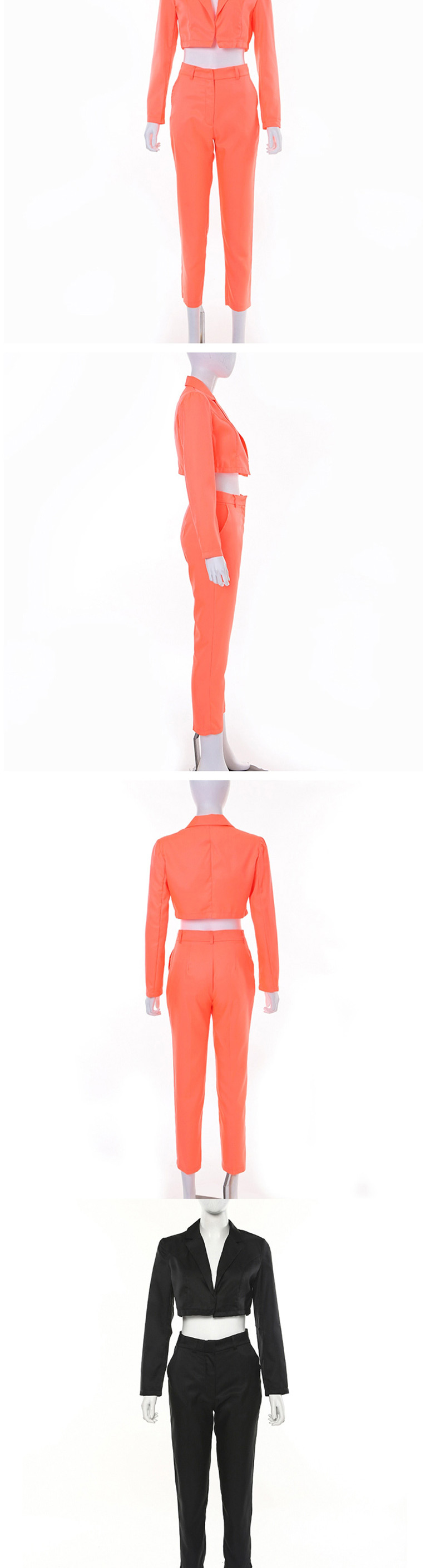 Fashion Orange Short Small Suit Mid-rise Cropped Pants Suit,Coat-Jacket