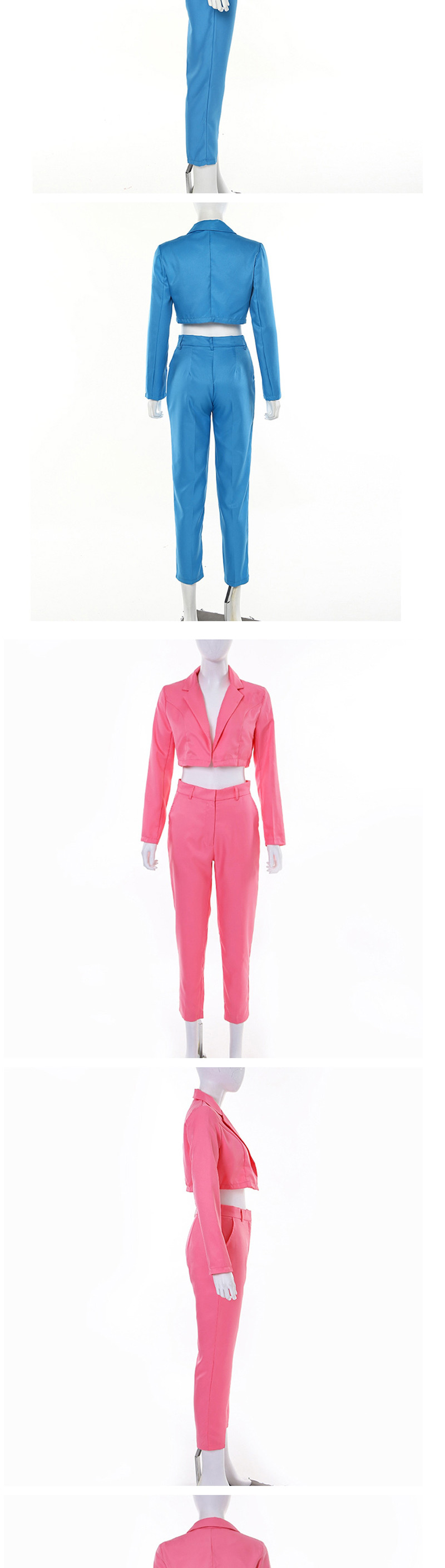 Fashion Pink Short Small Suit Mid-rise Cropped Pants Suit,Coat-Jacket
