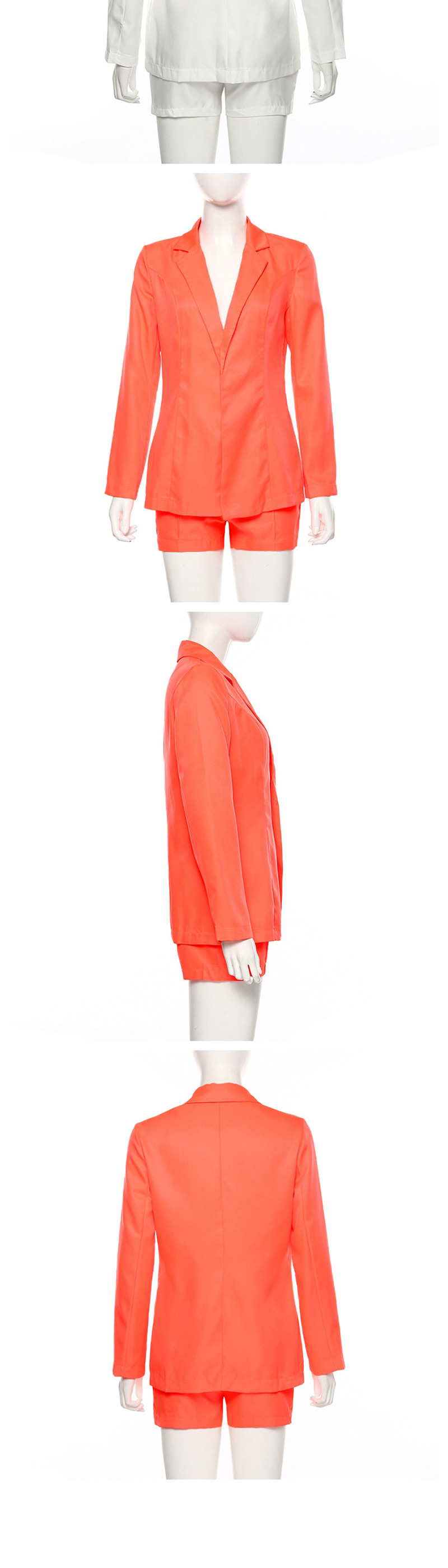 Fashion Orange Suit High Waist Shorts Suit,Coat-Jacket