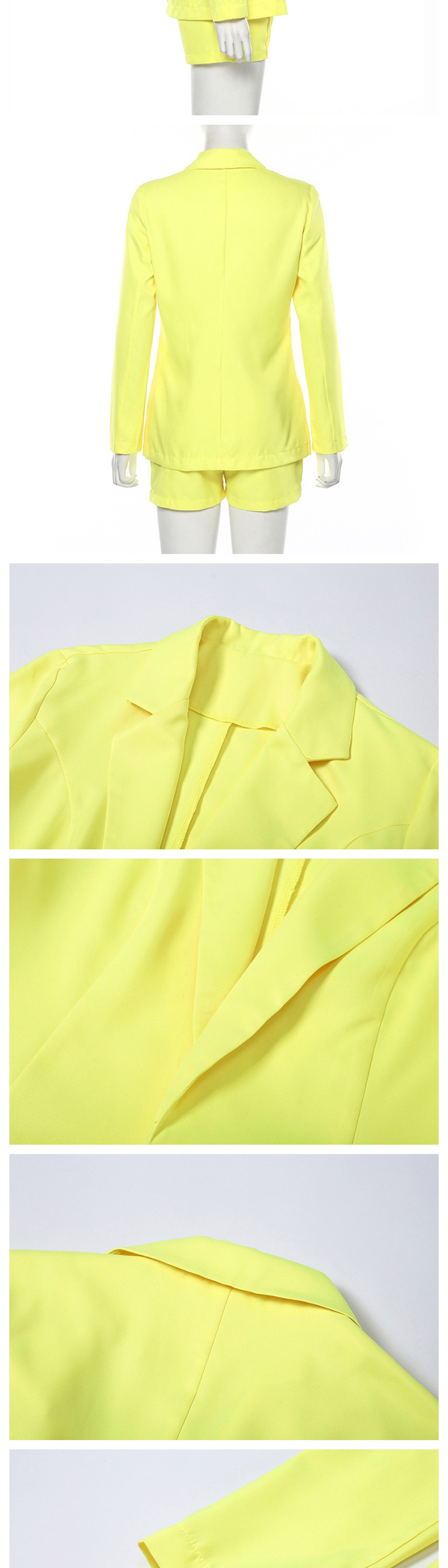 Fashion Yellow Suit High Waist Shorts Suit,Coat-Jacket