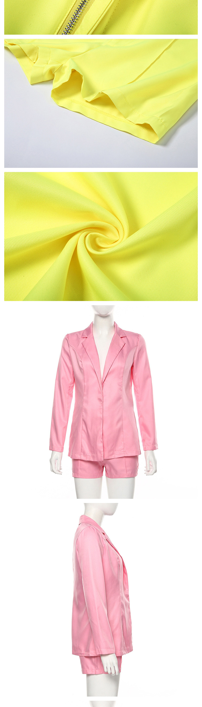 Fashion Pink Suit High Waist Shorts Suit,Coat-Jacket