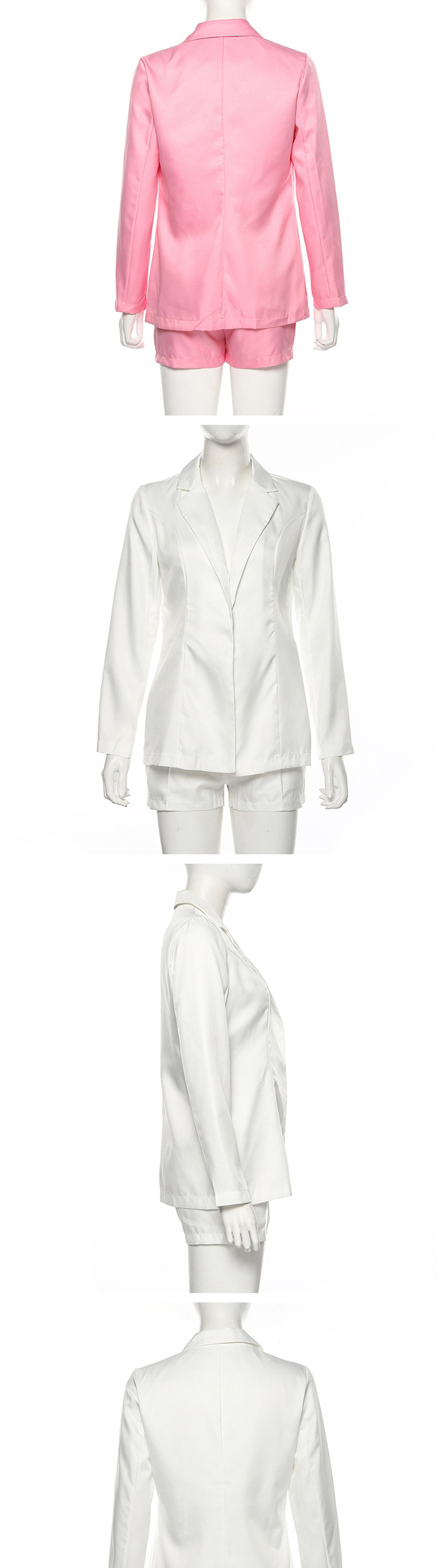 Fashion White Suit High Waist Shorts Suit,Coat-Jacket